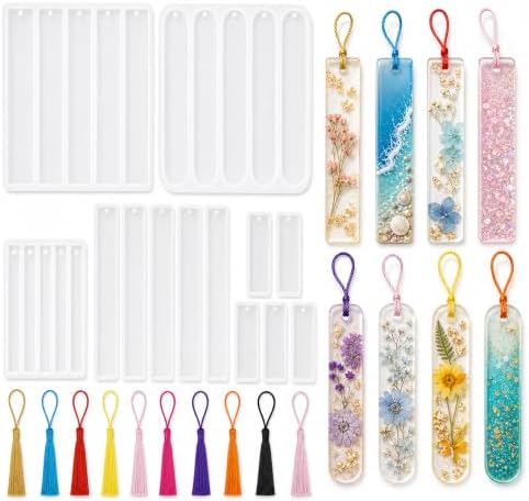 25-Cavity Bookmark Molds for Epoxy Resin,Bookmark Resin molds with Tassels by Loyohep