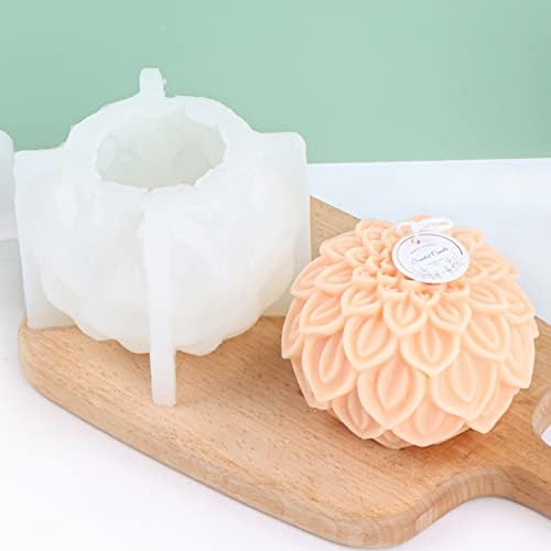2PCS Lotus Sphere Candle Molds with Mold Punch Needle Large-Eye Wicking Needle for Candle Making Lotus Flower Ball Mold for Decoration Scented Candle DIY Clay Craft Soap Flower Specimen - Image 4