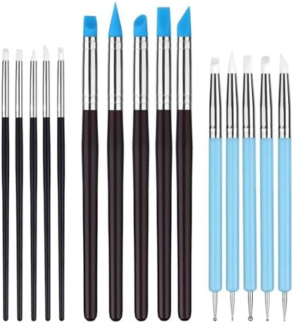 15 PCS Silicone Sculpting Tools Clay Silicone Smoothing Polymer Clay Shaper Tool Pottery Shaping Tool for DIY Crafts Nail Art Pottery by Unknown