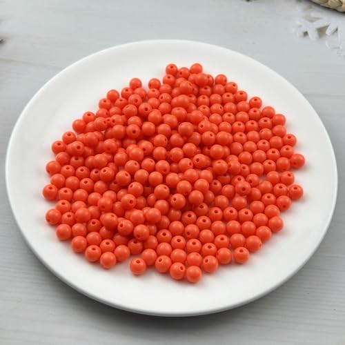 300pcs Acrylic Round Beads for Crafts 8mm Resin Candy Color Spacer Beads with Hole for Jewelry Making Sewing Crafts Decoration Necklaces Bracelets Earrings Supplies(Orange) - Image 2