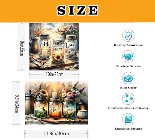 NEGEKFKX 2 Pack Faith,Hope,Love Paint by Numbers Kit for Adults Beginner with Framed,Easy Adult Paint by Number Kits on Canvas DIY Painting for Beginners Art by Numbers for Home Wall Decor 10x12 Inch - Image 6