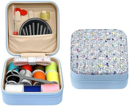 Sewing Kit, Portable Kit for Adults, Stylish Mini Sewing Supplies Set | in Storage Box with Needle & Thread Accessories for Students & Beginners | 3.94x3.94in (Blue) by Unknown
