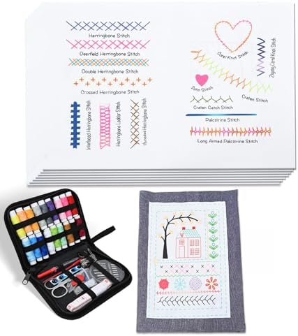 ZMJY Stitch Book with 106 Practice Stitches & Sewing Kit, Includes Instruction Manual, Embroidery Book for Beginners, DIY Embroidery Kit, Learn Cross Stitch, Unique Craft Art Gift by Unknown