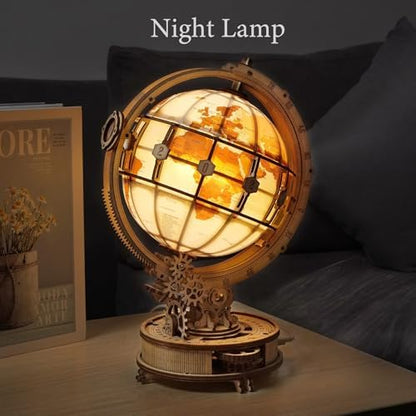 ROKR 3D Wooden Puzzles for Adults Illuminated Globe with Stand 180pcs 3D Puzzles Built-in LED Model Kit Hobby Gifts for Adults Home Decor - Image 4