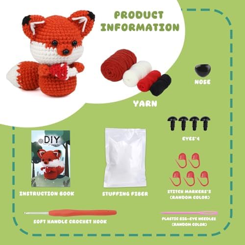 Mnuizu Complete Crochet Kit for Beginners Fox Animal Crochet Kit for Adults - Image 2