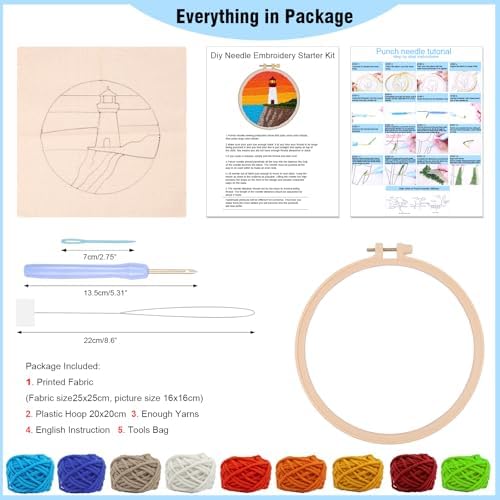 LACHLAND Punch Needle Kit for Beginners Lighthouse Embroidery DIY Craft Set - Image 2