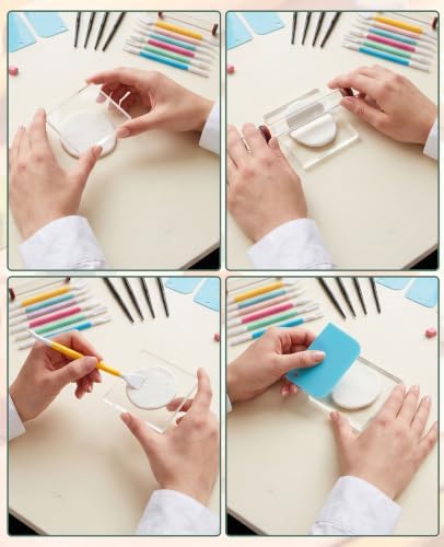 17-Piece Polymer Clay Tools Kit, Acrylic Roller Pin & Clear Square Press Board, Double-Ended Pottery Sculpting Modeling Tools with Scrapers for Beginners DIY Craft - Image 5
