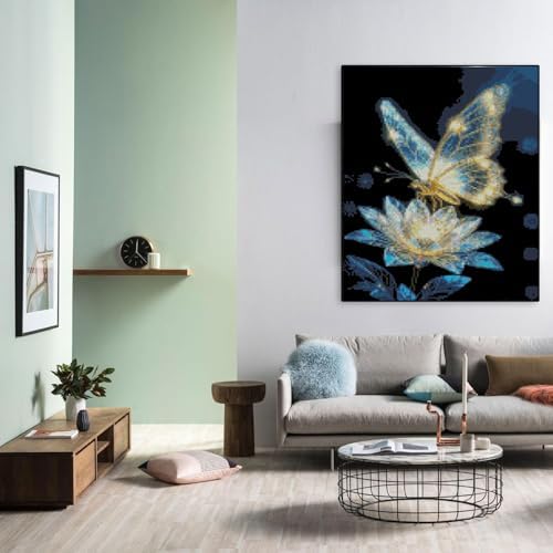 Butterfly Flower Stamped Cross Stitch Kits Flower Cross Stitch Patterns,Dimensions Cross Stitch Kits Embroidery Kit Arts and Crafts for Beginners 15.7x11.8 inch - Image 3