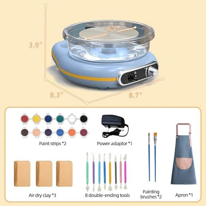 Mini Pottery Wheel Kit for Kids - 4.7" Turntable Two-Way Rotation Electric Pottery Machine, Adjustable Speed, Low Noise, Clay Wheel DIY Kit for Teens Adults Beginners, Pottery Tools Included - Image 2