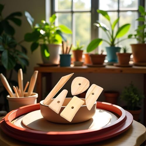 5 Pcs Pottery Clay Sculpting Tools Set,Wooden Pottery Clay Ribs Ceramic Potter Rib Ceramic Clay Sculpting Scrapers Tools Pottery Shaping Trimming Tools Ceramic Pottery Tools - Image 5