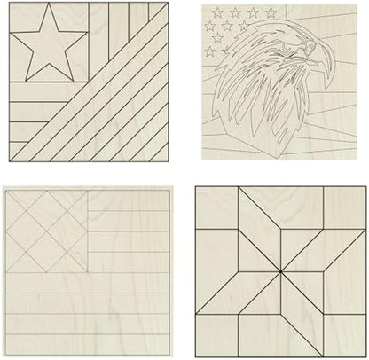 Barn Quilt Kit to Paint, Set of 4, 15 in, Farmhouse Wall Art DIY by AVTRBoutique