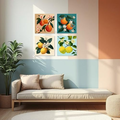 4 Pack Framed Paint By Numbers Kit for Adults Beginner Fruit Adult Paint By Number Kits on Canvas Green Plant Painting By Numbers for Adults with Frame Diy Painting Kits for Home Wall Art 8x8 Inch - Image 4