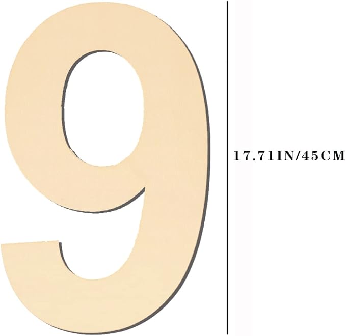17 inch Large Wooden Numbers, Wood Number, Blank Wooden Number, Wooden Sign Board, Wooden Numbers for Crafts, DIY Projects, Birthday, Party, Wedding Decorations (Number 9)