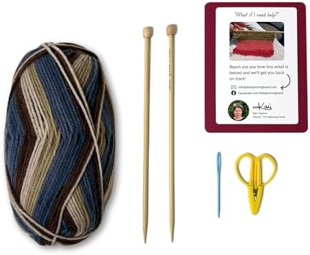 The Spinning Hand Knitting Kit for Beginners Adults – Educator-Designed, Self-Striping Wool Yarn, Bamboo Needles & Video Tutorials (Timber) - Image 2