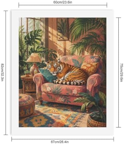 Bozfoxa Paint by Numbers Kit for Adults Beginner Tropical Tiger Sofa - Image 2