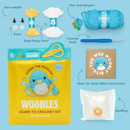 The Woobles Beginner Crochet Kit with Scissor - Pierre the Penguin - Image 2