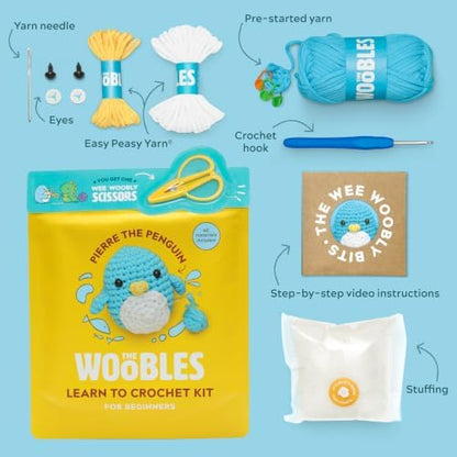 The Woobles Beginner Crochet Kit with Scissor - Pierre the Penguin - Image 2