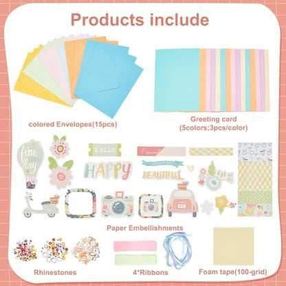 FREEBLOSS Set of 15 DIY Greeting Card Kit Card Making Kit Travel Theme Handmade Greeting Card Making Kit for Birthday Holiday Invitation Card Making Supplies 15 Cards 15 Envelopes - Image 2