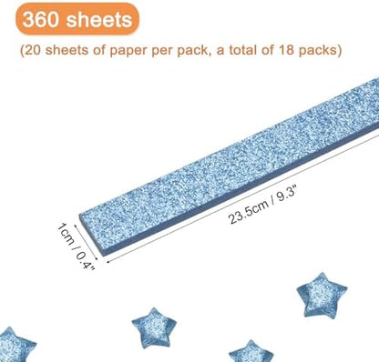 MECCANIXITY 360 Sheets Origami Paper Glitter Stars Papers Blue Fold Paper for Beginner Arts Crafts Projects,0.4 x 9.3 Inch - Image 2