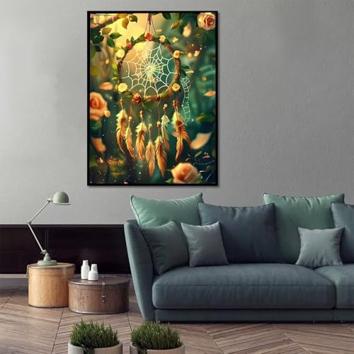 Dreamcatcher Paint by Numbers Kit for Adults Feather Paint by Numbers, DIY Acrylic Oil Painting Kits for Adults Beginners with Brushes, Hobbies for Women for Home Wall Decor, Gifts 16x20 in L-39 - Image 2