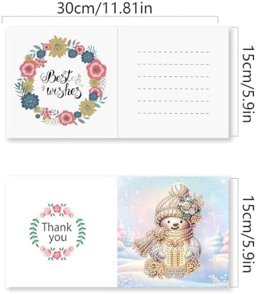 Diamond Art Christmas Cards Kit, 6PCS DIY Diamond Painting Christmas Cards with Envelopes, 5D Diamond Dot Greeting Cards for Adults, Xmas Card for Holiday Crafting Gifts (Colorful Christmas Snowman) - Image 4