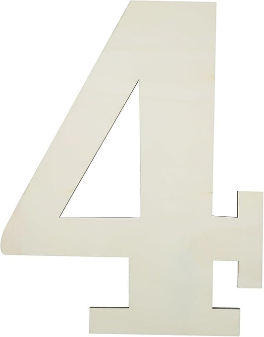 12 Inch Large Unfinished Wood Number, Paintable Unfinished Blank Wooden Numbers Board Unfinished Wood Slices for Birthday Wedding Graduate Party Wall Hang Decor - 4