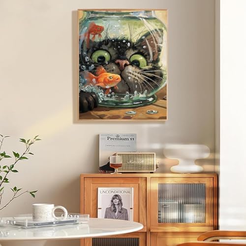 Cat Fish Funny Paint by Numbers Kit for Adults Canvas, Frameworkless - Image 5