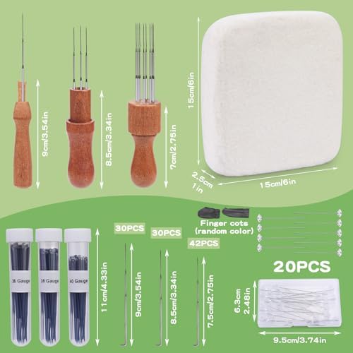 OEHPICC 128 Pcs Needle Felting Tool Kit, 6×6 Inch Wool Felting Pad - Image 3