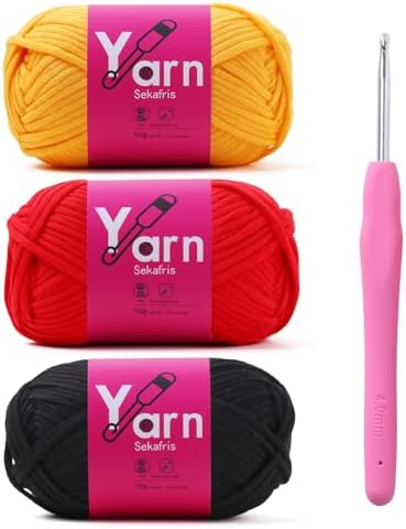 Beginner Yarn for Crocheting Cotton Crochet Yarn #4 Mixed Colors by Sekafris