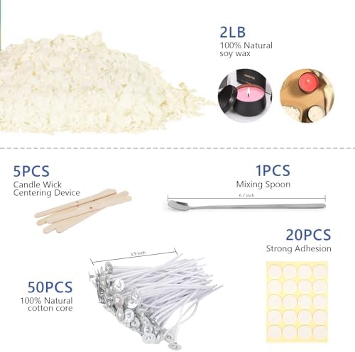 SAEUYVB 2 lbs Natural Soy Wax for Candle Making with Pouring Pot - Image 2