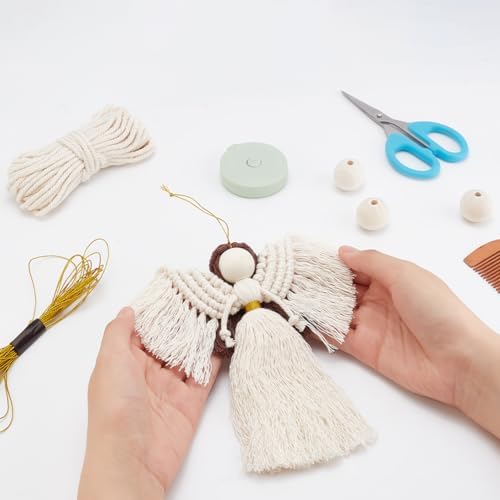 FREEBLOSS 3 Set DIY Macrame Angel Kit for Beginners With Instructions, Boho Angel Decor, Adults Craft Kit, Christmas Birthday Gift, White - Image 5