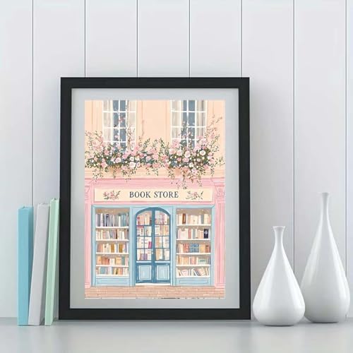 GEMOUJ Paint by Number Pink Book Shop DIY Painting On Canvas, Paint by Numbers Kit for Adults,Perfect for Paint by Numbers for Adults Beginner,Home Wall Decor16 x 20 Inch - Image 4