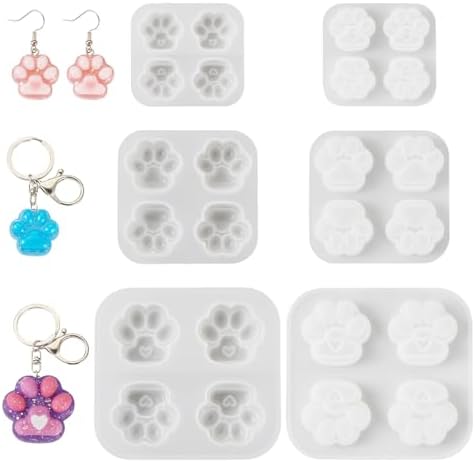 3Pcs Dog Cat Paw Print Silicone Molds Cute Puppy Kitten Paw Resin Casting Molds Pet Dog Paws Print Kit for DIY Epoxy Resin Crafts Dog Memorial Pieces Keychain Supplies 3 Sizes by Spritewelry