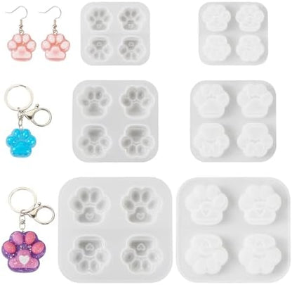 3Pcs Dog Cat Paw Print Silicone Molds Cute Puppy Kitten Paw Resin Casting Molds Pet Dog Paws Print Kit for DIY Epoxy Resin Crafts Dog Memorial Pieces Keychain Supplies 3 Sizes by Spritewelry