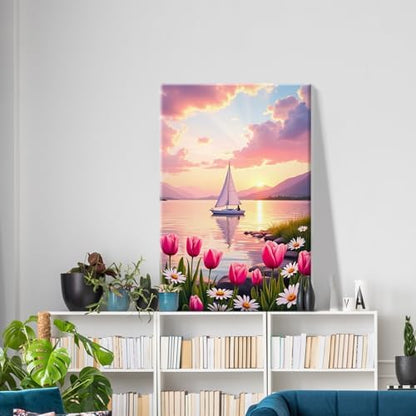 ATDMS Paint by Numbers Kit for Adults, Flowers Paint by Number with Frame - Image 2
