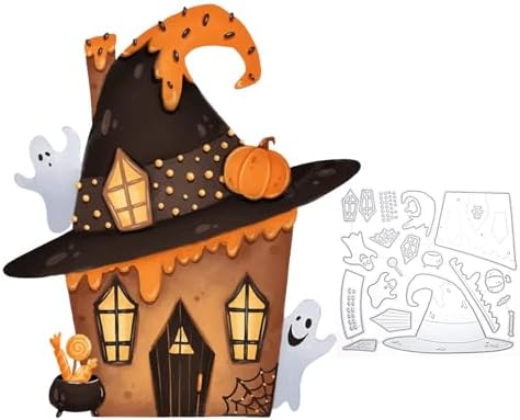 Halloween House Cutting Dies for Card Making, Ghost Pumpkin Die Cuts Happy Halloween Metal Stencil for DIY Scrapbooking Decor Album Paper Card by Unknown