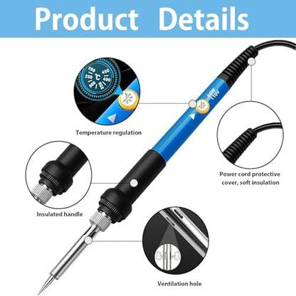 Wood Burning Kit 60W 110V Pyrography Pen Set Adjustable Temperature Soldering Iron Wood Burner with Carbon Paper Dotting Tools and Tips Stand Accessories for DIY Arts Crafting Embossing Carving - Image 2
