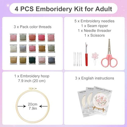 Huacan Embroidery Kit for Beginners with Tutorial Video & Gift Box - Image 2
