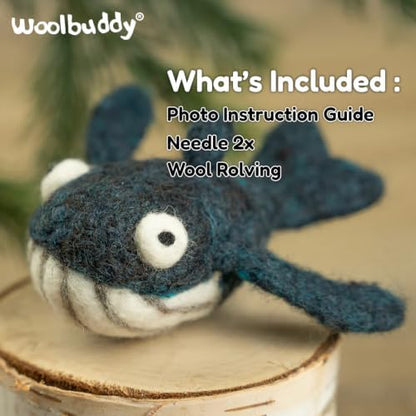 Woolbuddy Needle Felting Starter Kit (Whale) for Adults with Tool & Guide - Image 3