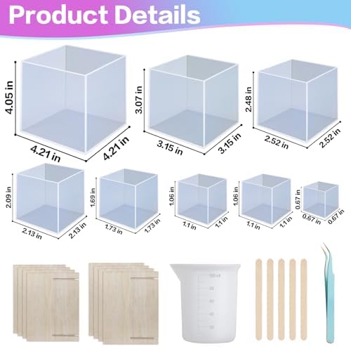 Large Square Resin Mold Silicone,8 Pcs Silicone Square Molds for Epoxy Resin,for Flower Preservation,Candle,Epoxy Resin Crafts,Home Decor - Image 2