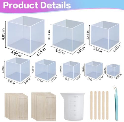 Large Square Resin Mold Silicone,8 Pcs Silicone Square Molds for Epoxy Resin,for Flower Preservation,Candle,Epoxy Resin Crafts,Home Decor - Image 2