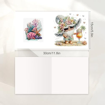 JISHSHAY 6 PCS Diamond Painting Greeting Cards Gnome Diamond Art Birthday Cards with Envelopes Gem Art Gem Painting Mosaic Kits for Adults for Thanksgiving Birthday Anniversary Valentine Festival - Image 2