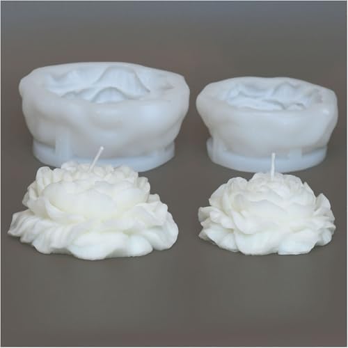 2 Pack 3.14 inch Peony Candle Molds Set - Large & Medium 2.55inch Silicone Mold for Soap Candle Making, 3D Flower Reusable Silicone Molds(Peony 2 Pack) - Image 5
