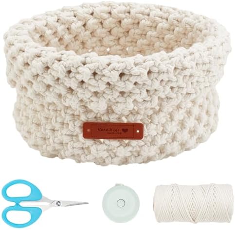 FREEBLOSS Macrame Basket Kit - DIY Macrame Kit with Video Tutorial and 100m Cotton Cord for Storage and Crafting by FreeandCreativeCraftsArt