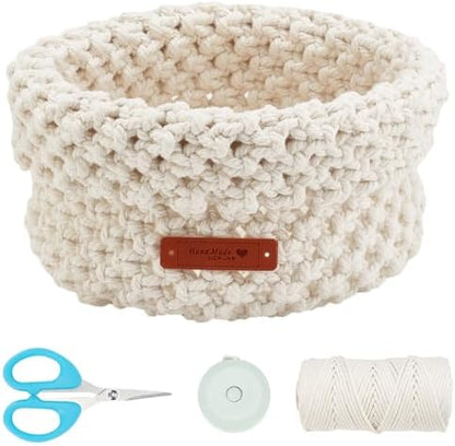FREEBLOSS Macrame Basket Kit - DIY Macrame Kit with Video Tutorial and 100m Cotton Cord for Storage and Crafting by FreeandCreativeCraftsArt