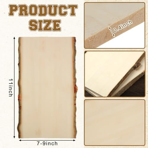 Briwooody 4 Pack Hollow Wood Plank Live Edge Woodslab Unfinished Wood Boards for Crafts Rustic Wooden Plaque for DIY Burning Home Decor Weddings (11 x 7-9 Inch) - Image 2