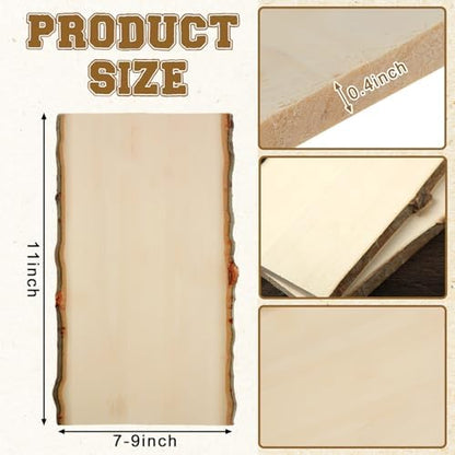 Briwooody 4 Pack Hollow Wood Plank Live Edge Woodslab Unfinished Wood Boards for Crafts Rustic Wooden Plaque for DIY Burning Home Decor Weddings (11 x 7-9 Inch) - Image 2