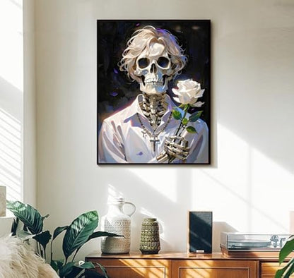 ACANDYL DIY Paint by Numbers Kit for Adults Paint by Numbers Beginner Halloween Canvas Painting by Number DIY Acrylic Oil Painting by Number on Canvas Skull for Arts Craft Decoration 16x20 in - Image 2