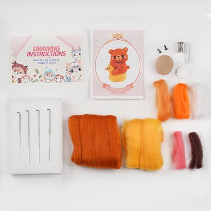 Wizardi Beginner Needle Felting Kit for Adults - Bear. Animal Felting Kit 10.5x5x3cm. Felting Tools. Wool Felting Supplies. Felt Crafts. Wool Felt. F07N8-W281 - Image 3