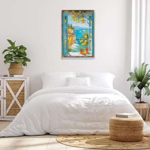 Bowetile Framed Paint by Numbers Landscape Kit for Adults, Adults' Paint-by-Number Kits on Canvas, Painting by Numbers Lemon, DIY Acrylic Number Painting for Home Wall Decor, 8x12in - Image 4